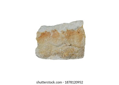 A Piece Raw Of Sandstone Rock Isolated On A White Background.