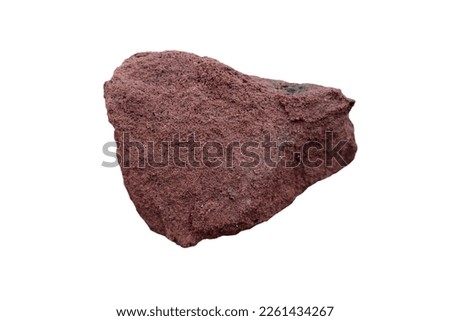 A piece of red sandstone sedimentary rock isolated on white background.