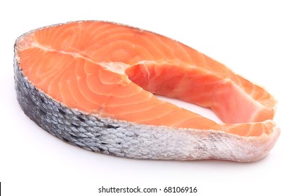 Piece Of A Salmon On A White Background