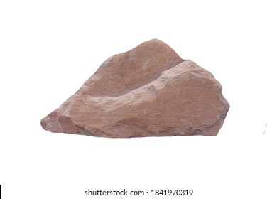 A Piece Of Sedimentary Sandstone Rock Isolated On A White Background. 