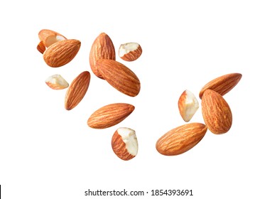 piece side view  almond cracked macro on white isolated - Shutterstock ID 1854393691