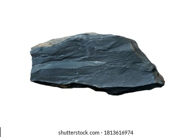 A Piece Of Slate Rock Isolated On A White Background.