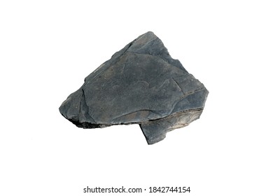 Piece Of Slate Rock Isolated On White Background. Slate Is A Fine-grained, Foliated Metamorphic Rock.