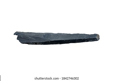 A Piece Of Slate Rock Isolated On White Background. Slate Is Formed When A Sedimentary Rock (shale, Mudstone, Or Basalt) Is Compressed.