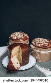 Piece Of Sliced Panettone Baking On The Table