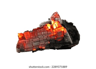 Piece of smoldering coal isolated on white