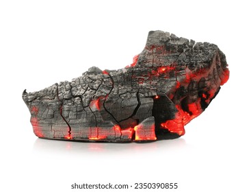 Piece of smoldering coal isolated on white - Powered by Shutterstock