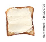 Piece of toasted bread with butter isolated on white