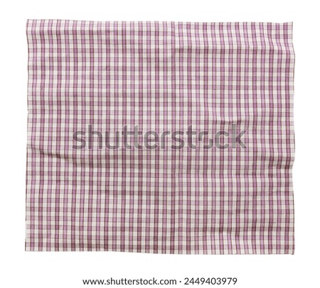 Piece of torn crumpled checkered fabric on a white background. Textile. Cellular tissue isolate