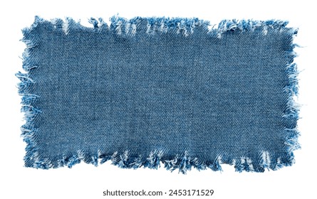 Piece of torn denim on a white background. Denim texture - Powered by Shutterstock