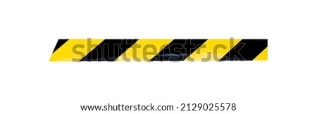 Piece of warning  yellow black tape isolated in white