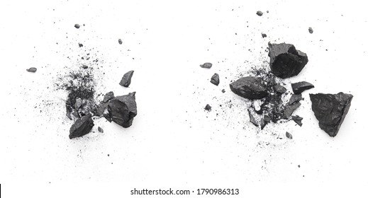 Pieces of broken black coal isolated on white background - Shutterstock ID 1790986313