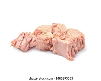 Pieces Of Canned Tuna On White Background