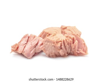 Pieces Of Canned Tuna On White Background