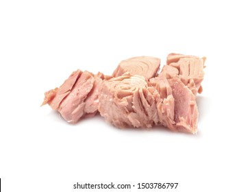 Pieces Of Canned Tuna On White Background