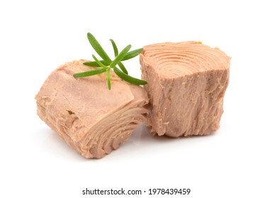 Pieces Of Canned Tuna On A White Background