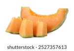 Pieces of Cantaloupe melon isolated on white