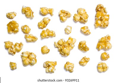 Pieces Of Caramel Popcorn Isolated On White