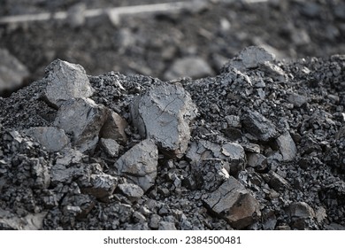 Pieces of coal at an open-pit coal mining. 