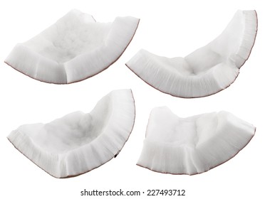 Pieces of coconut isolated on a white background. Clipping Path