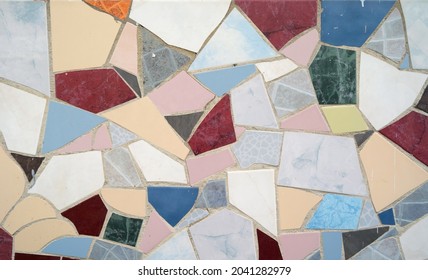 Pieces of colorful marble mosaic floor tile and granite. Surface. Pattern. Texture and design. - Shutterstock ID 2041282979