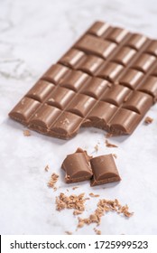 Pieces Of Delicious And Tasty Milk Chocolate Bar