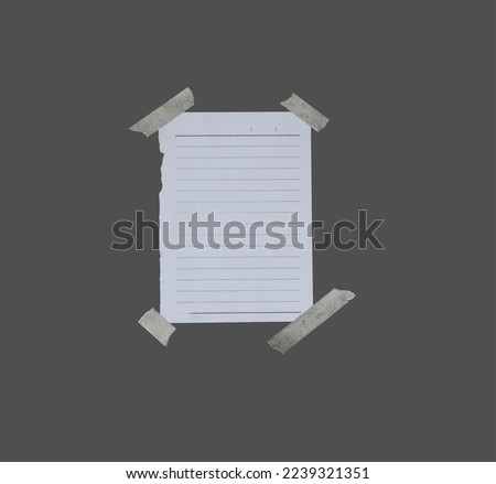 Pieces of different sizes torn notes, notebooks, copy sheets stuck with sticky tape on background.