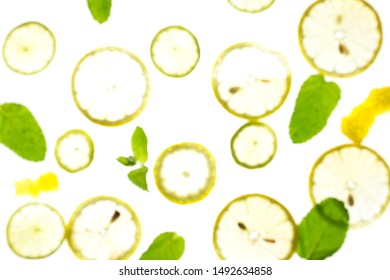 Pieces of fruit with an internal structure with backlight - lemon, lime, mint