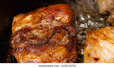 pieces of grilled meat closeup - Shutterstock ID 1155173776