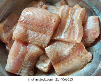 Pieces of Guitarfish for cooking with boiled rice, this most primitive of rays (along with thornback rays) is also one of the best eating