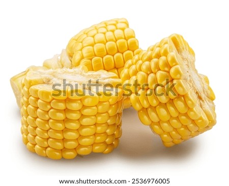 Pieces of maize cob or corn cob isolated on white background. File contains clipping path.