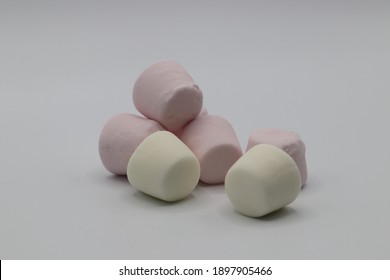 Pieces Of Marshmallow Candy With White Background