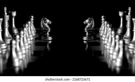 Pieces on chess board for playing game and strategy knight kingdom gaming - Shutterstock ID 2168723671