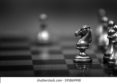 Pieces On Chess Board For Playing Game And Strategy