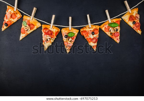 Pieces Pizza Form Garland Flags On Stock Photo Edit Now