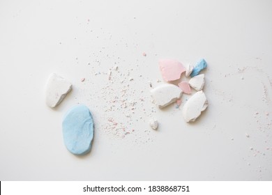 Pieces Of Sewing Chalk On A White Background