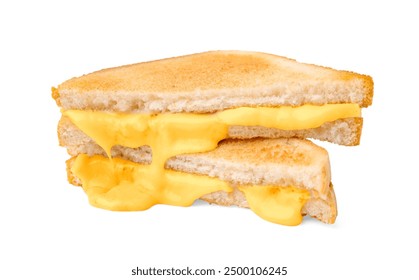 Pieces of toasted bread with melted cheese isolated on white - Powered by Shutterstock