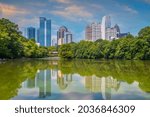 Piedmont Park in Downtown Atlanta city in USA at sunset