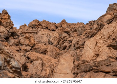 Piedras Amarillas rock formation in El Teide National Park on Tenerife. Orange volcanic cliffs close up - Powered by Shutterstock