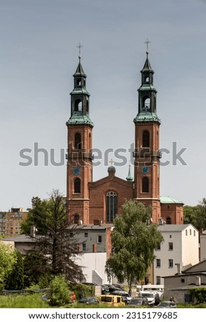 Piekary Slaskie in Upper Silesia (Gorny Slask) region of Poland. Neo-romanesque basilica of St Mary and St Bartholomew.