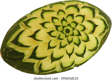 Piel de Sapo carved melon with geometrical pattern 