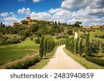 pienza, tuscany, italy, tuscany landscape, cypress avenue, cypresses, winery, wine, vacation, agriturismo, scenic, countryside, nature, landscape