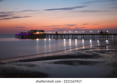 Pier with attraction in the evening after sunset in Blackpool beach. England, UK - Powered by Shutterstock