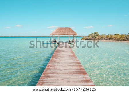 Pier in Bacalar Lagoon, near Cancun in Riviera Maya, Mexico