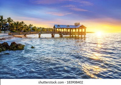 Pier at the beach in Key West, Florida USA 