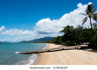 Pier Beach Reaching Into The Sea In Tropical Queensland