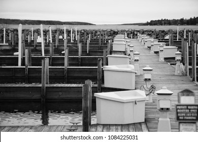 A Pier On Lake Charlevoix, Michigan.