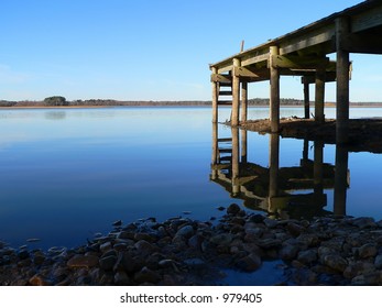 Pier On Lake With Reflection Lake Palestine Texas