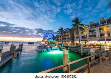 Pier On The Port Of Key West, Florida At Sunset.