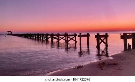 Pier At Sunset After Hurricane Zeta 2020